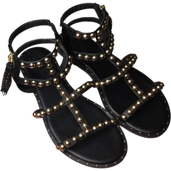 ShuShop Shoes - ShuShop Bina Black Studded Gladiator SAndals Size 8